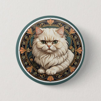 Art Nouveau Persian Cat 缶バッジ