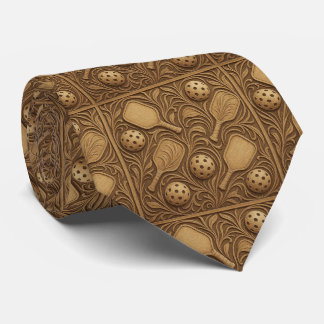 Art Nouveau Pickleball Necktie – Brown Elegant ネクタイ