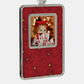 Art Nouveau Poinsettia Baby's First Christmas シルバープレートフレームオーナメント (右)