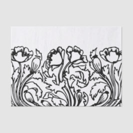 Art nouveau poppy floral black white elegant  薄葉紙