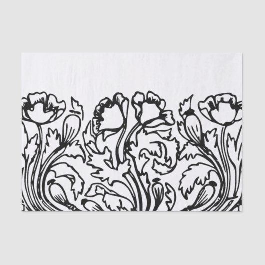 Art nouveau poppy floral black white elegant 薄葉紙 (正面)