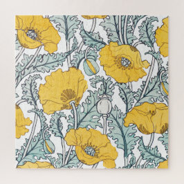 Art nouveau poppy flower pattern   LARGE ジグソーパズル