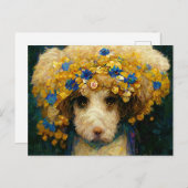 Art Nouveau portrait of poodle dog with flowers ポストカード (正面/裏面)