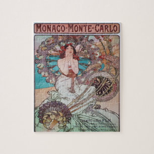 Art Nouveau Poster by Alphonse Mucha Monaco Girl ジグソーパズル