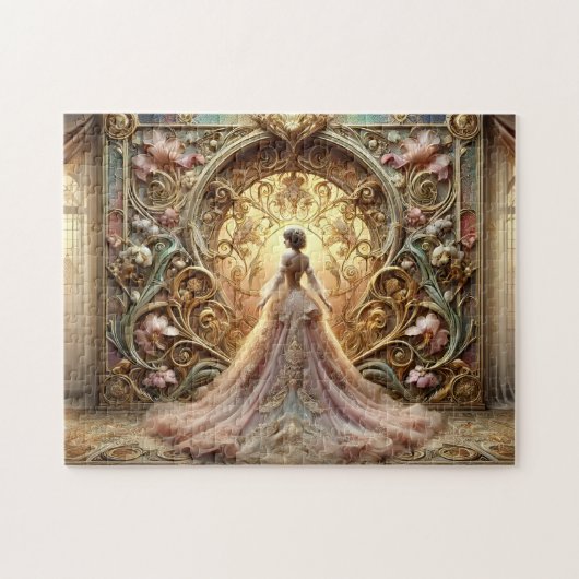 Art Nouveau Princess Fantasy Art Elegant Gown ジグソーパズル (横)