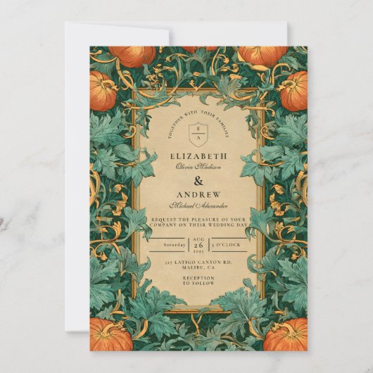 Art Nouveau Pumpkin Wedding 招待状 (正面)