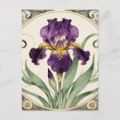 Art Nouveau Purple Iris ポストカード (正面)