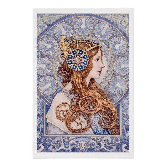 Art Nouveau Queen Portrait ポスター (正面)