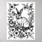 Art Nouveau Rabbit Coloring Poster 1 ポスター (正面)