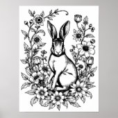 Art Nouveau Rabbit Coloring Poster 2 ポスター (正面)