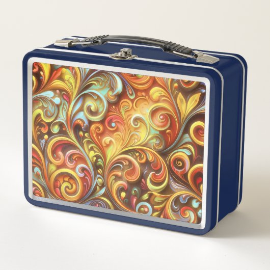 Art Nouveau: Radiant Baroque twirls Metal Lunchbox メタルランチボックス (正面)