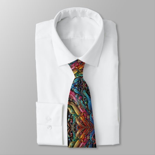 Art Nouveau Rainbow Circuit Board Necktie ネクタイ (タイ)