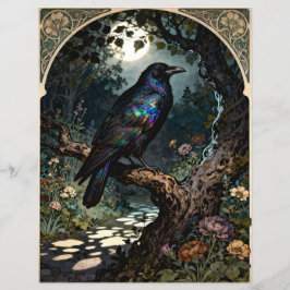 Art Nouveau Raven Scrapbook Paper