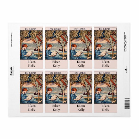 Art Nouveau Reading Woman ラベル (フルシート)