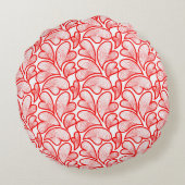 Art Nouveau Red Hearts Foliage ラウンドクッション (裏面)