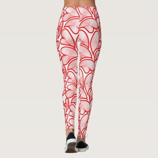 Art Nouveau Red Hearts Foliage レギンス (裏面)