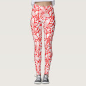 Art Nouveau Red Hearts Foliage レギンス (正面)