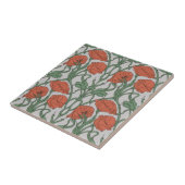 Art Nouveau Red Poppy Floral Print タイル (側面)