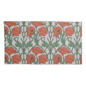 Art Nouveau Red Poppy Floral Print 枕カバー (裏面-右)