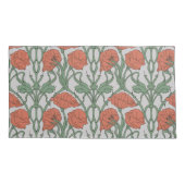 Art Nouveau Red Poppy Floral Print 枕カバー (裏面-左)