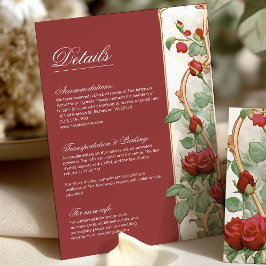 Art Nouveau Red Rose Greenery Wedding Details