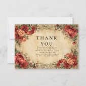 Art Nouveau Red Rose Wedding サンキューカード (正面)