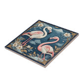 Art Nouveau Romantic Flamingo Couple Floral Motifs タイル (側面)