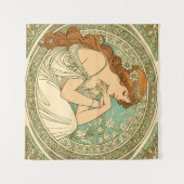 Art nouveau romantic illustration white flowers タペストリー (正面(横))