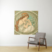 Art nouveau romantic illustration white flowers タペストリー (インサイチュ)