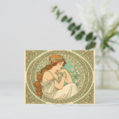Art nouveau romantic illustration white flowers ポストカード (スタンド正面)