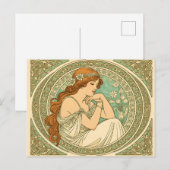 Art nouveau romantic illustration white flowers ポストカード (正面/裏面)