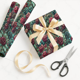 Art Nouveau Rose Gold Teal Gift Wrapping Paper ラッピングペーパー