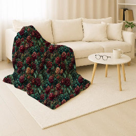 Art Nouveau Rose Teal Gold Cozy Sherpa Blanket シェルパブランケット