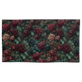 Art Nouveau Rose Teal Gold Floral Pillowcase 枕カバー (正面左)