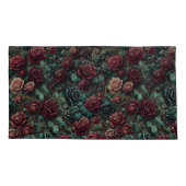Art Nouveau Rose Teal Gold Floral Pillowcase 枕カバー (裏面-左)