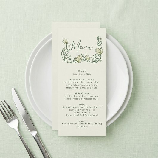 Art Nouveau Sage Botanical Wedding Menu メニュー