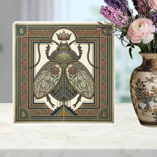 Art Nouveau Scarab Beetle Crown Jewel Design タイル