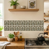 Art Nouveau Scarab Beetle Crown Jewel Design タイル