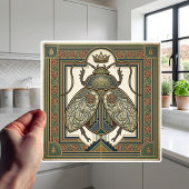 Art Nouveau Scarab Beetle Crown Jewel Design タイル