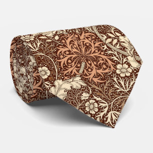 Art Nouveau Seaweed Floral, Brown and Beige ネクタイ