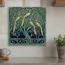 Art Nouveau Songbirds Pat#11 ID1193 タイル