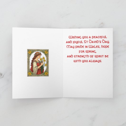 Art Nouveau St Davids Day Pride カード (内部)
