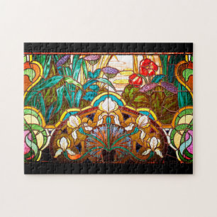 Art nouveau stained glass floral ジグソーパズル