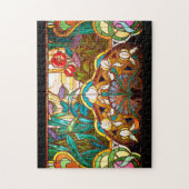 Art nouveau stained glass floral ジグソーパズル (縦)
