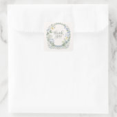 Art Nouveau Stained Glass Floral Frame  スクエアシール (バッグ)