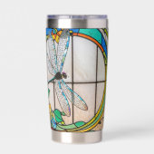 Art Nouveau Stained Glass Look 保温保冷タンブラー (背面)