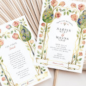 Art Nouveau Stained Glass Rose Gold Wedding 招待状