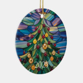 Art Nouveau Stained Glass Tree – 2025 Holiday Gift セラミックオーナメント (右)
