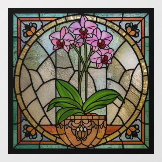 Art Nouveau Stained Glass Window Cling  ウィンドウサイン (シート)