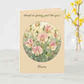 Art Nouveau Sweet Pea Bloom カード (黄色い花)